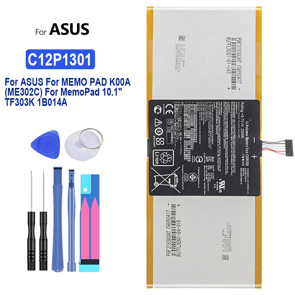 

Battery C12P1301 6560mAh For ASUS MEMO PAD K00A (ME302C) MemoPad 10.1 TF303K 1B014A MemoPad10.1