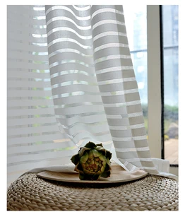 MRTREES Striped Sheer Curtains for Living Room Bedroom Tulle Curtains for the Kitchen Window Shower Home Decor Custom Drapes