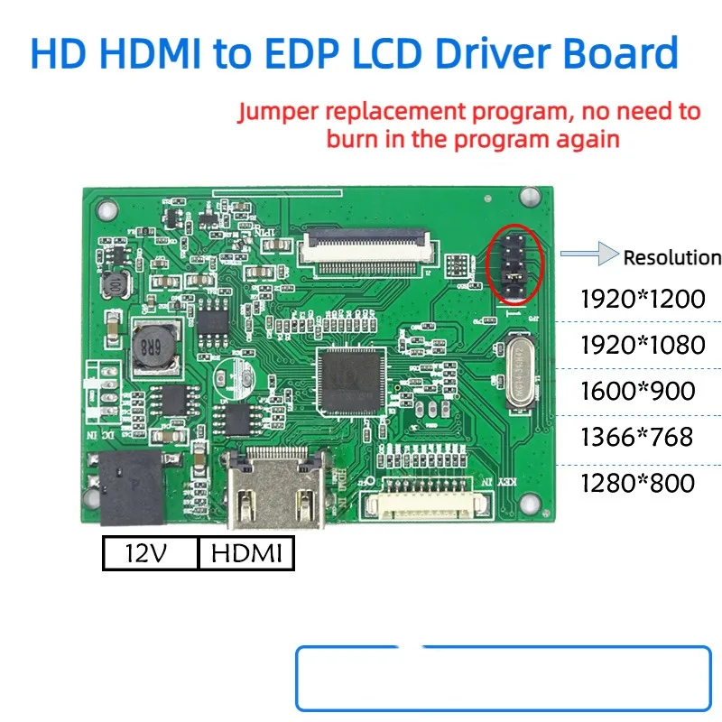 

PCB800807 HD HDMI to Edp LCD Driver Board Jumper to Change Resolution Without Writing Program Without Burning