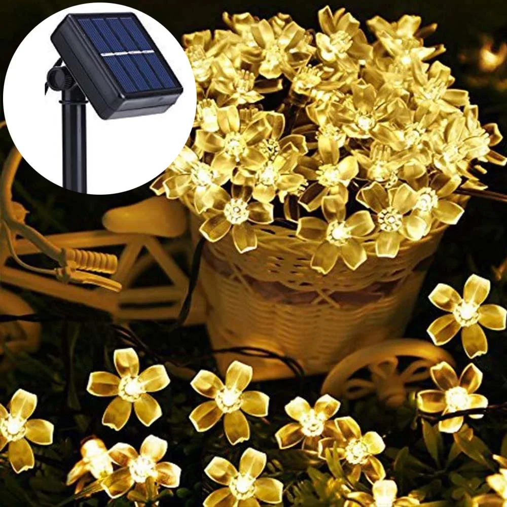 

20/50/100/200LEDs Solar Garland String Outdoor Garden Christmas Fairy Cherry Blossoms Festoon Lamp for Party Home Patio Decor