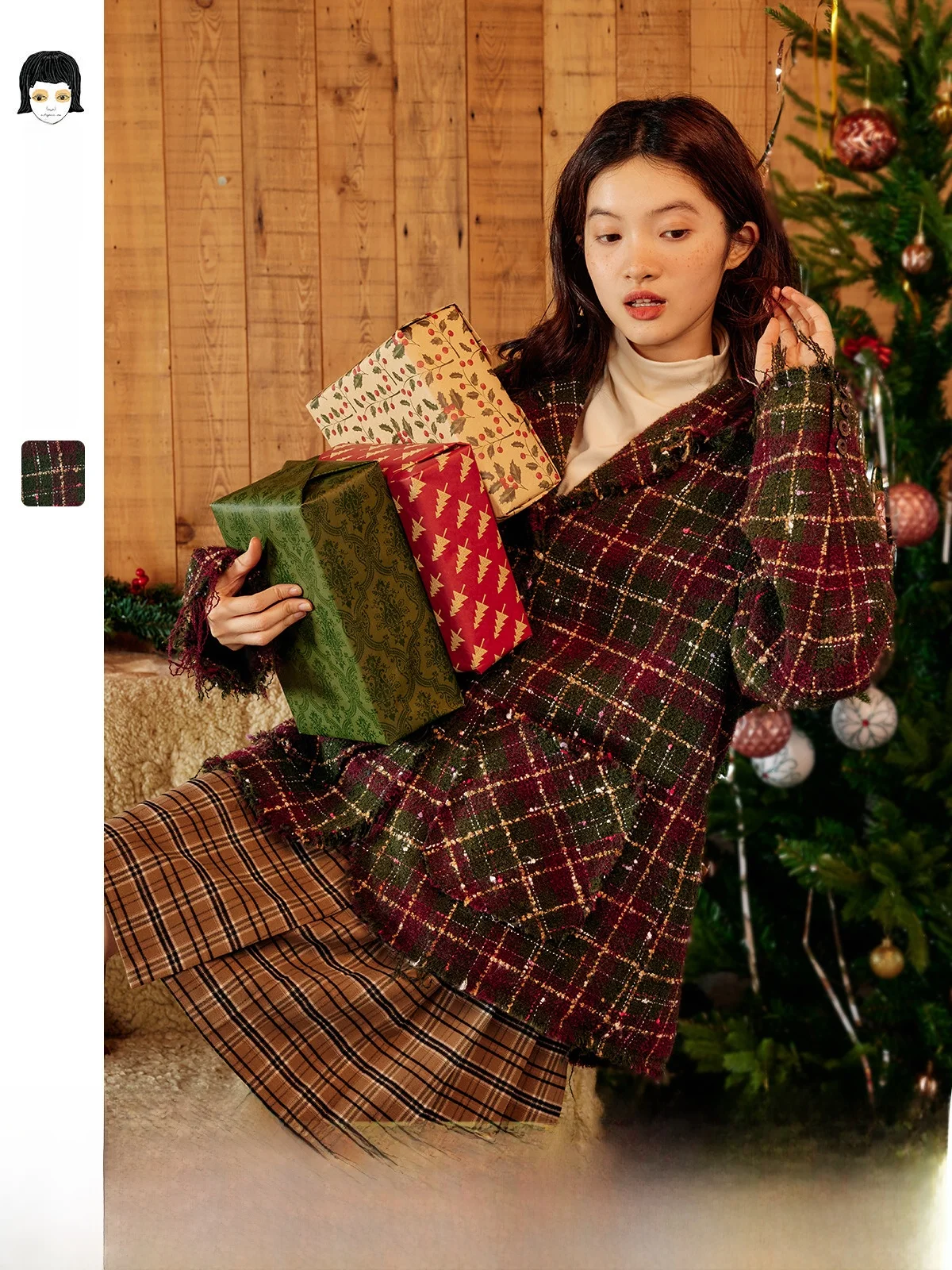 Octopusme Octopus Home Ретро Премиум Рождественская одинаковая шерстяная куртка Осень и