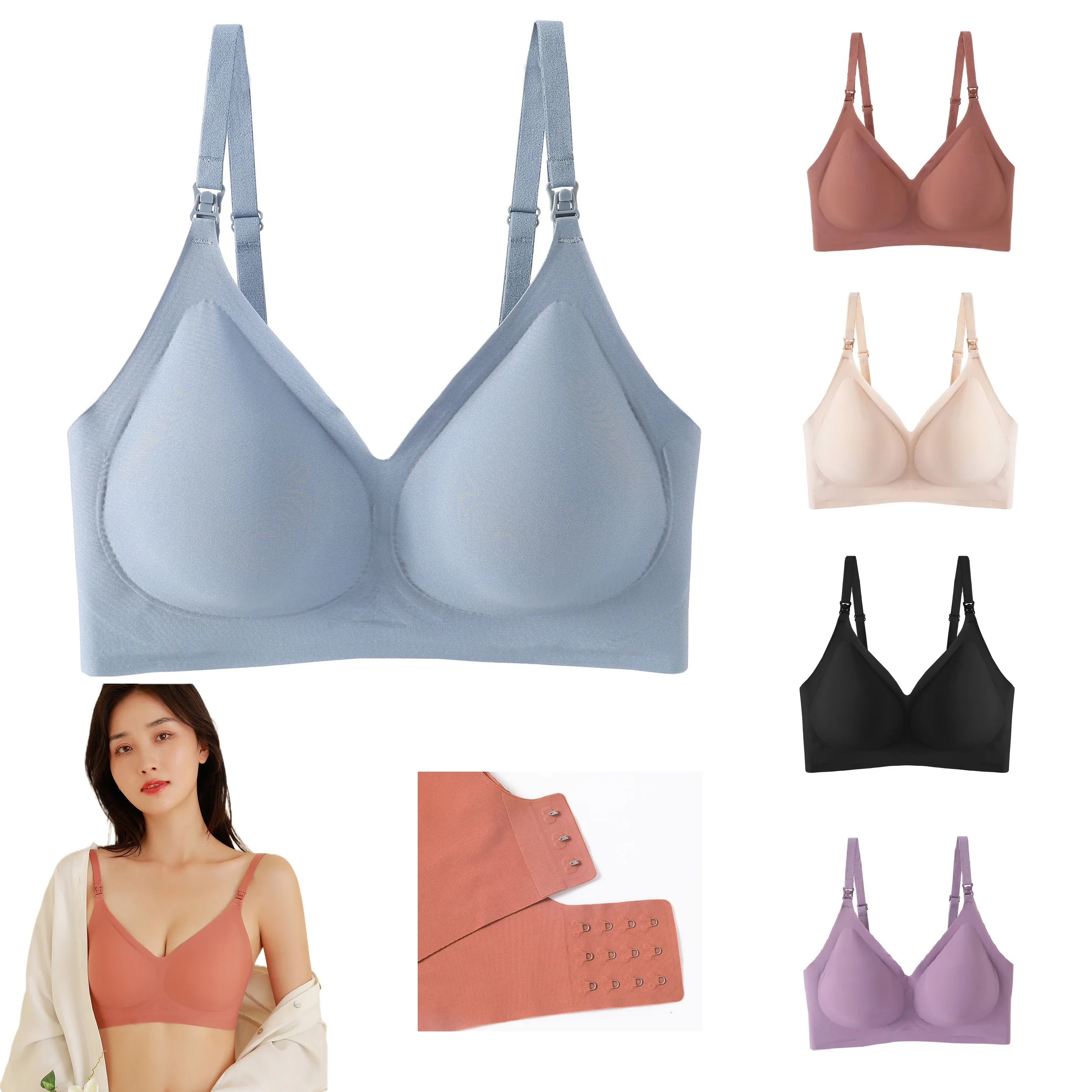 

2/5PACK Seamless Nursing Bra Smooth Wireless Bra Women's Pregnancy Sleeping Bralet Maternity Bra Ultra Comfort Breastfeeding Bra