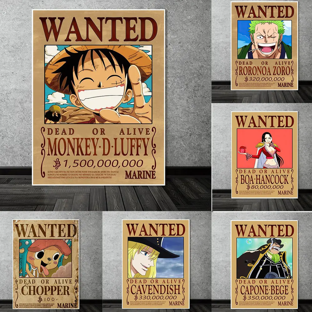 

One Piece Luffy Posters Japanese Anime Retro Canvas Painting HD Print Wall Art Picture for Modern Living Room Home Decor Cuadros