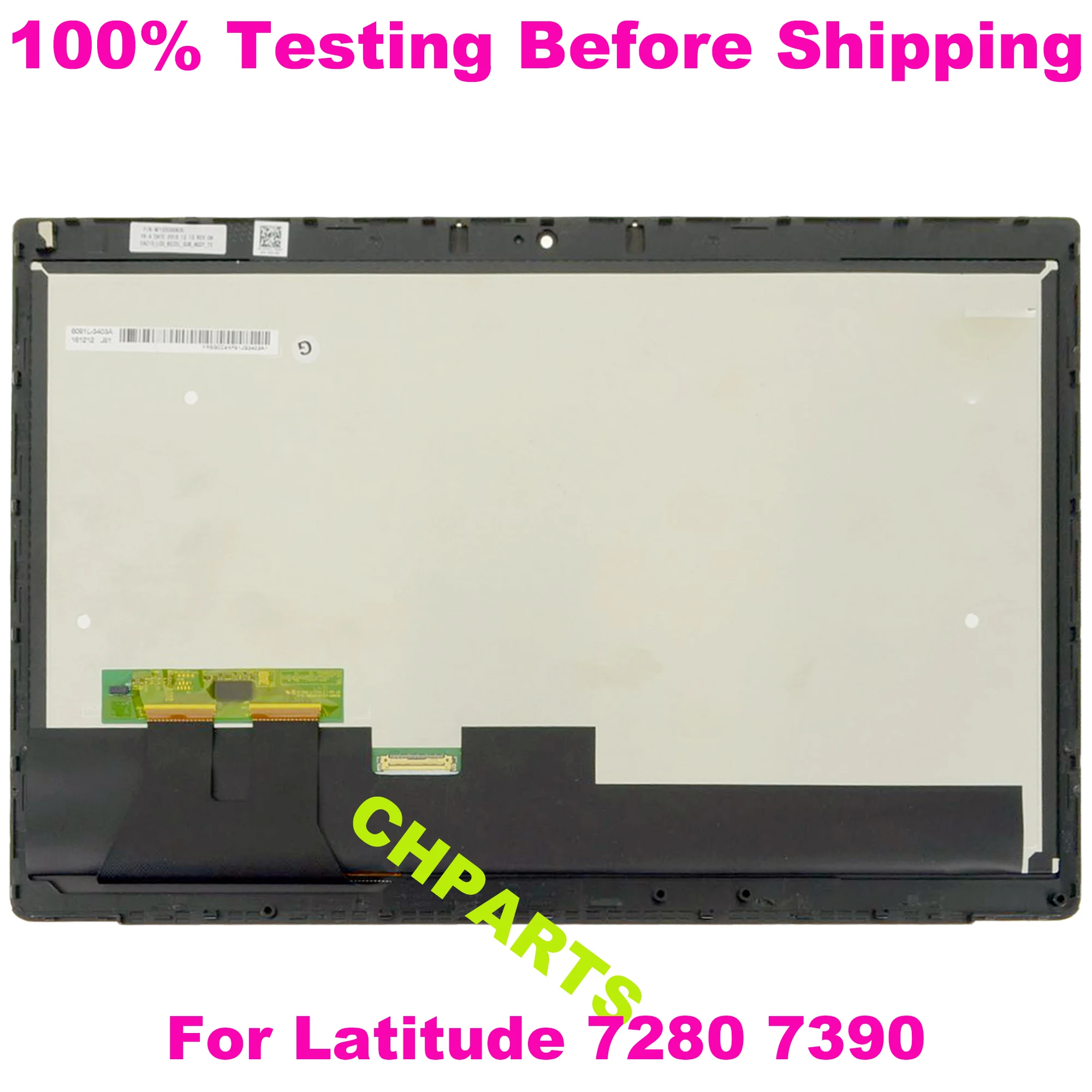 

12.5" FHD 1080p For Dell Latitude 7280 7390 LCD Touch Screen Digitizer Replacement Assembly With Frame