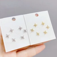 explosive fashion korean multi pair earrings set silver needle eight pointed star earrings three pairs of earrings jewelry gift
