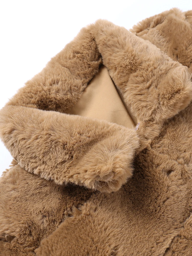 WannaThis Fluffy Coat Faux Fur Outwear Winter Women Casual Streetwear Soft Turn Collar Warm Thick 2022 Folds Short Jackets New