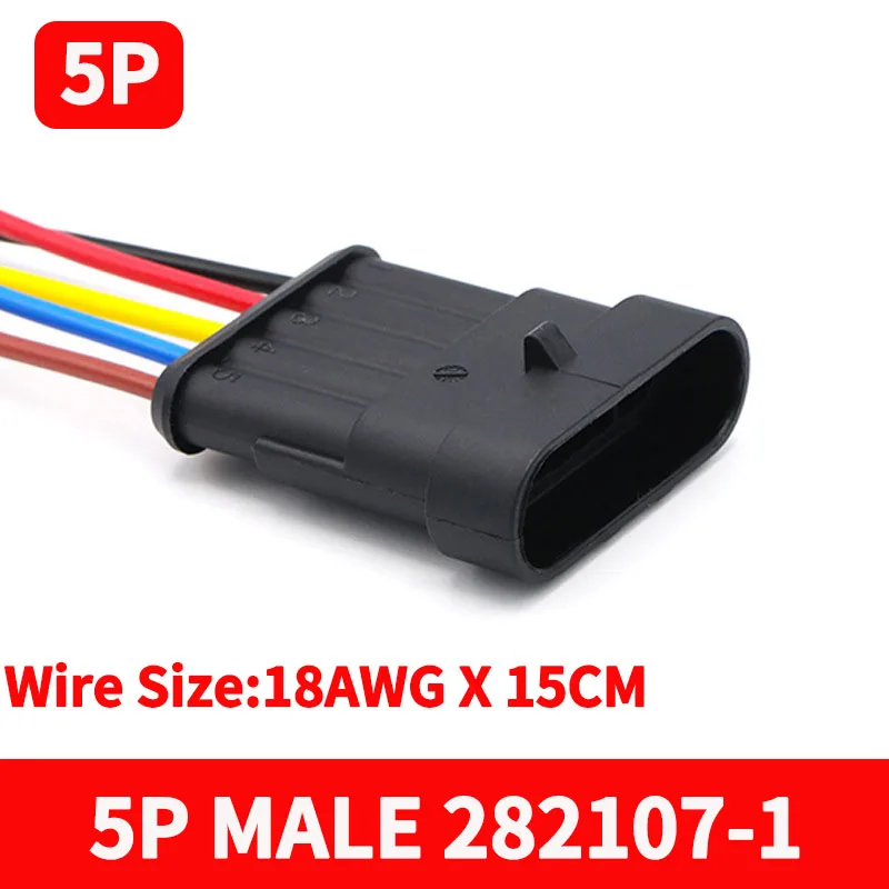 

5/20/100 комплектов автомобильного электрического разъема AMP, водонепроницаемая вилка, 1-6-контактный разъем, HID-конвертер, гнездовая розетка с проводом 15 см