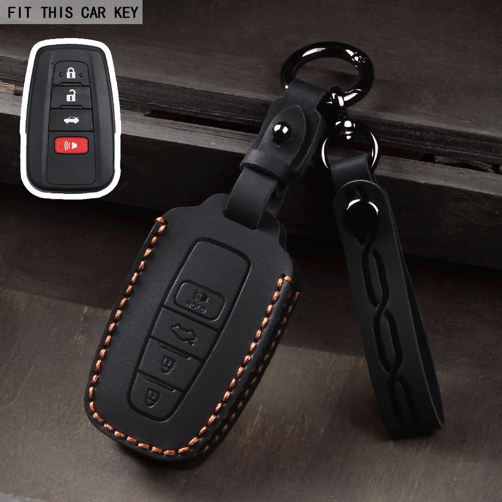

Кожаный автомобильный смарт-чехол с 3-кнопочным ключом, сумка-брелок для Toyota Avalon Camry RAV4 Prius CHR C-HR Corolla Land Cruiser Prado