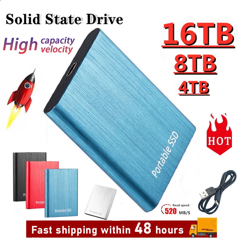 

500GB SSD Portable 1TB Hard Drive External Solid State Hard Drives USB 3.1 High Speed SSD 2TB 4TB Hard Disks For Laptop Computer