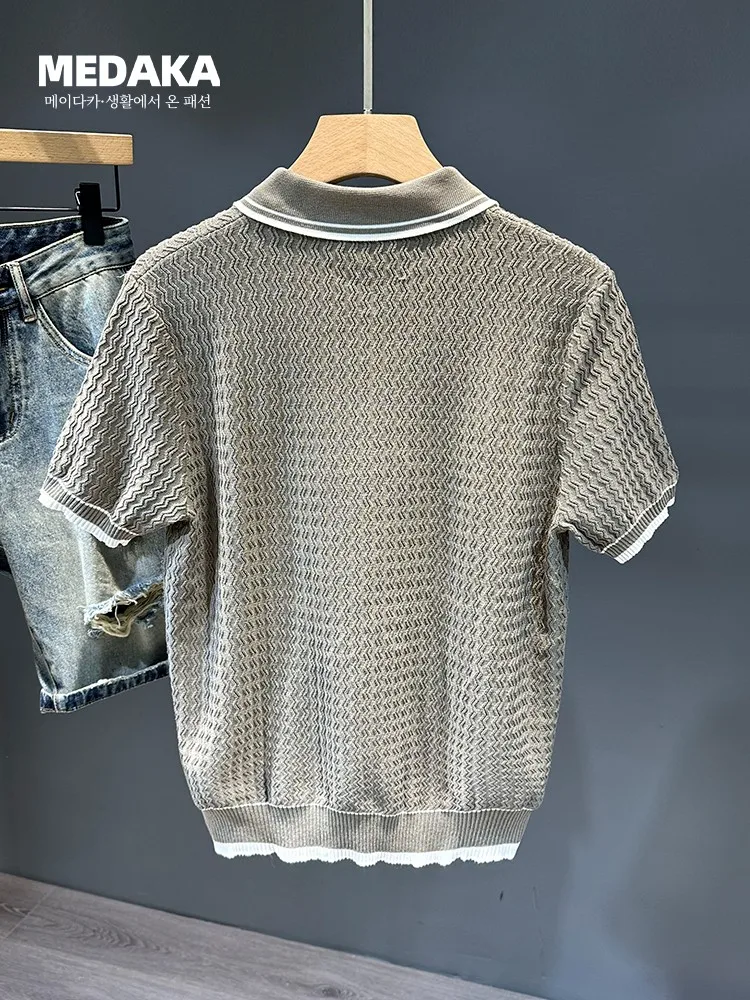 Летняя элитная повседневная красивая рубашка-поло с короткими рукавами мужская