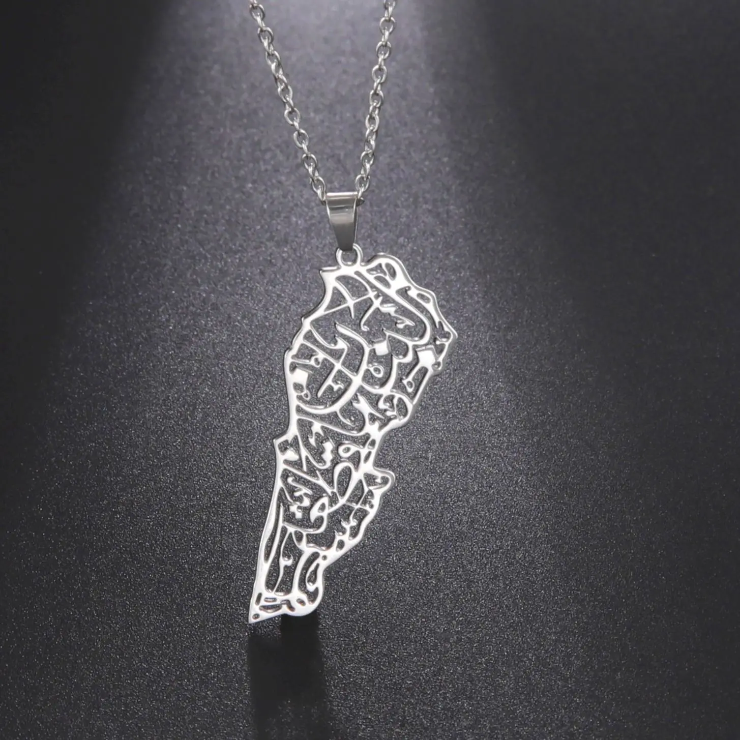 Jeshayuan Hollow liban mapa naszyjnik dla kobiet islam arabski list rzeźba wisiorek biżuteria