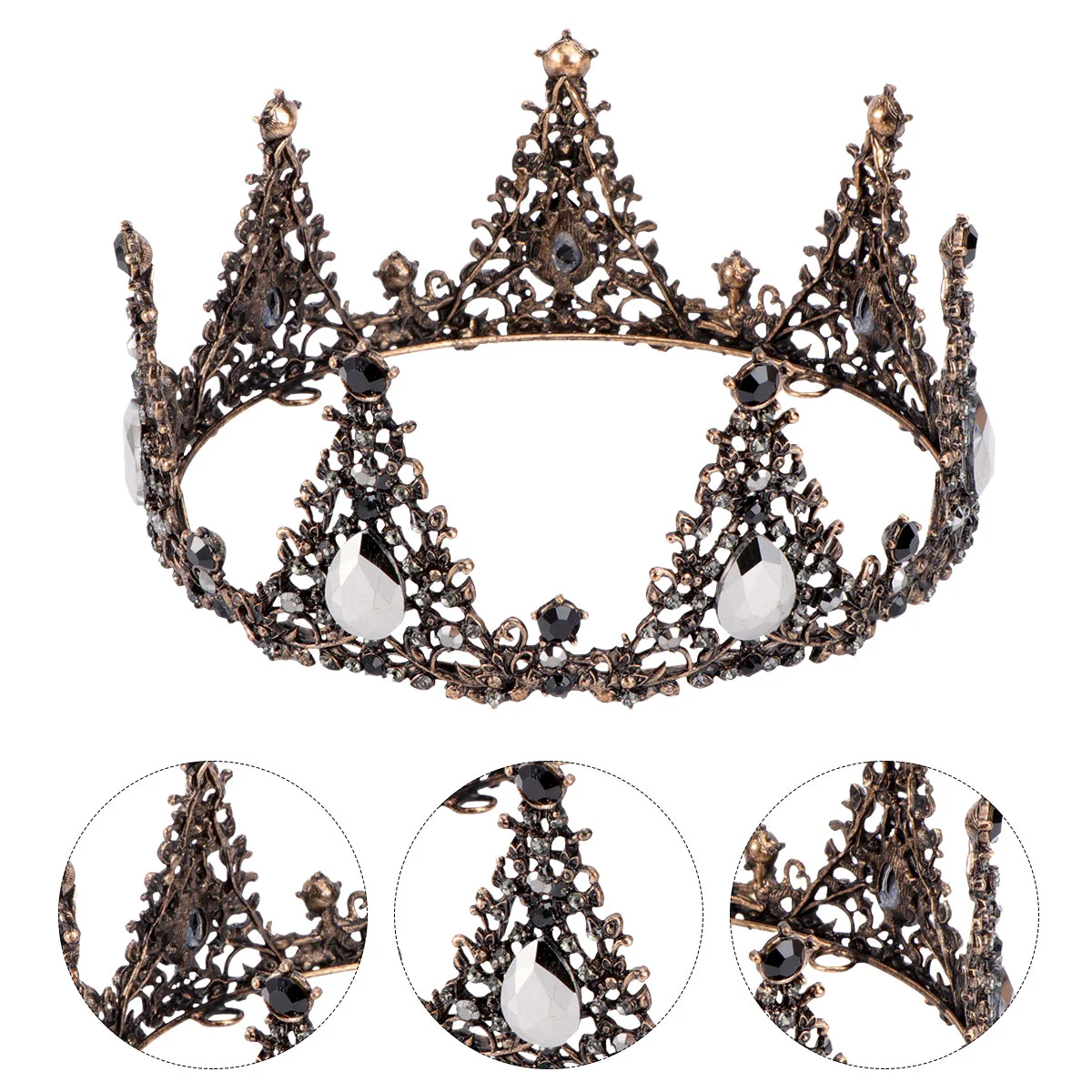 

Bride Headpieces Wedding Baroque Black Crown Party Headbands Bridal Hair Hoop Banquet Accessory Rhinestone Dinner