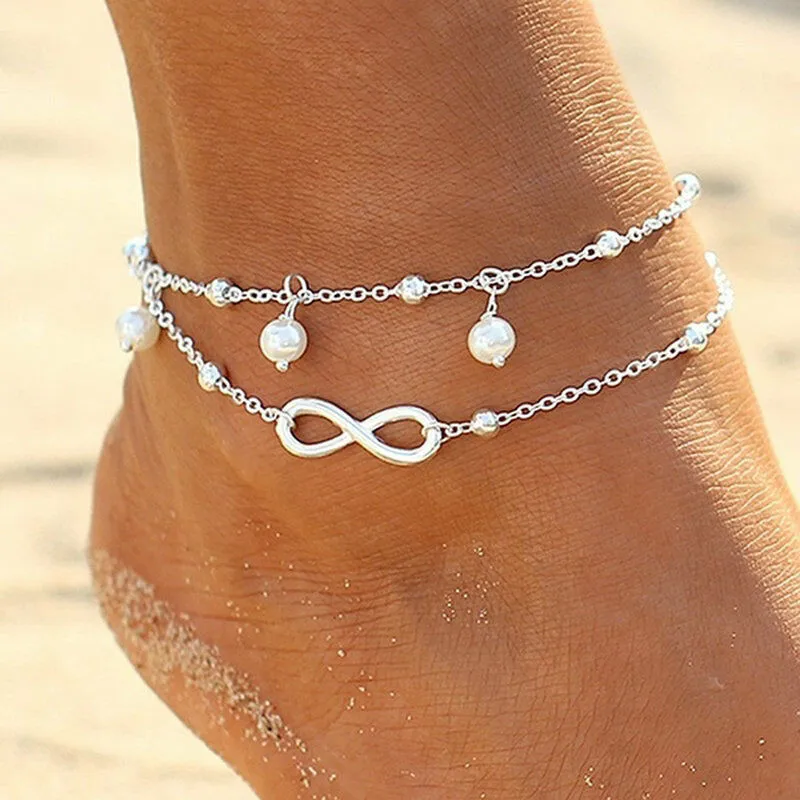 

Huitan Exquisite Imitation Pearl Anklets Bracelet on the Leg Women Accessories Barefoot Sandals Ankle Chains 2022 Trendy Jewelry