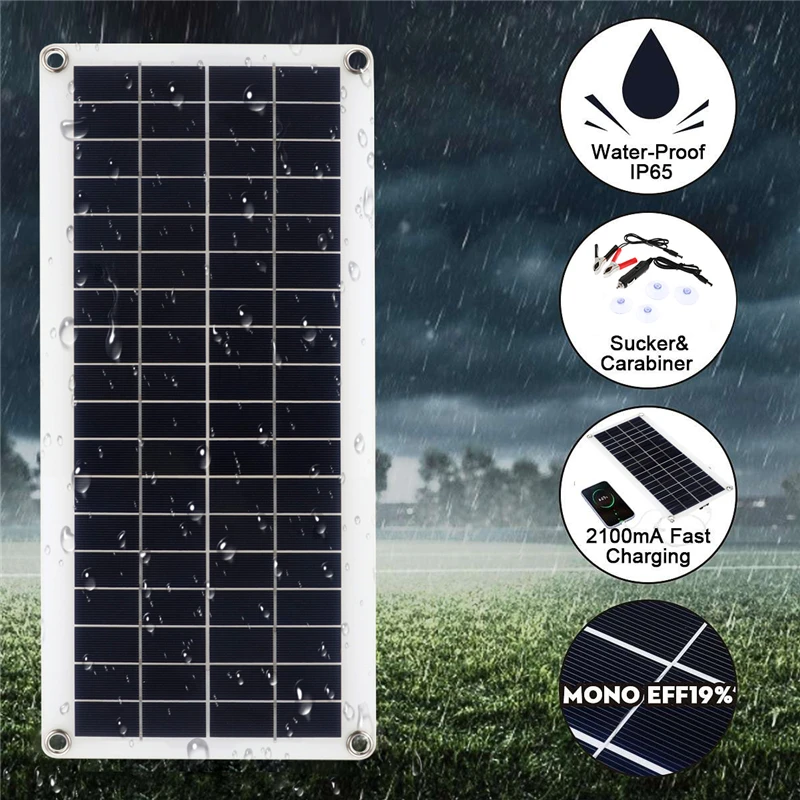 Kup 50W Panel Słoneczny 12V Monokrystaliczny Zasilacz USB Przenośny Odkryty Ogniwo Słoneczne Samochód Statek Camping Piesze Wycieczki Podróży Telefon ładowarka