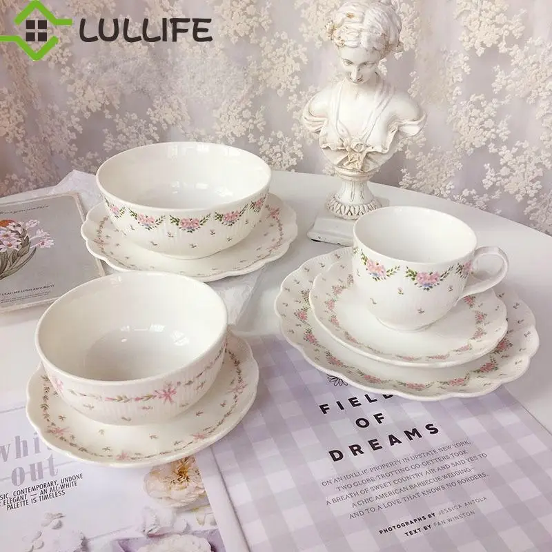 Тарелки из костяного фарфора тарелка с бантом в виде Розы миска для супа чашка