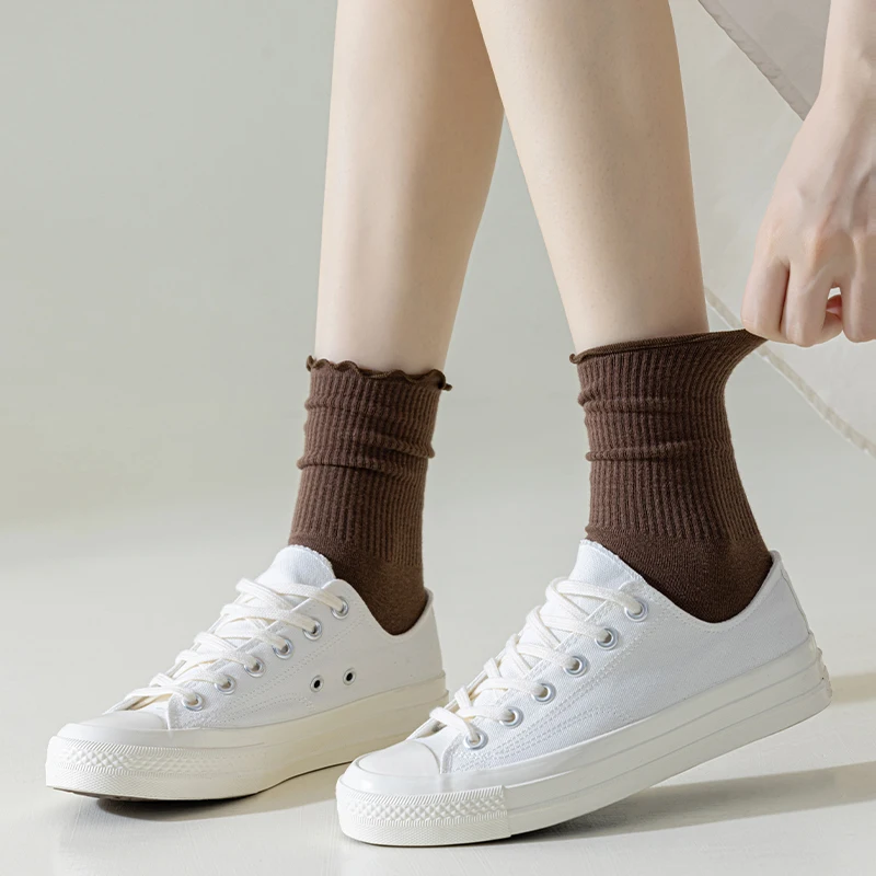 7 пар женские хлопковые носки с черными грибковыми краями