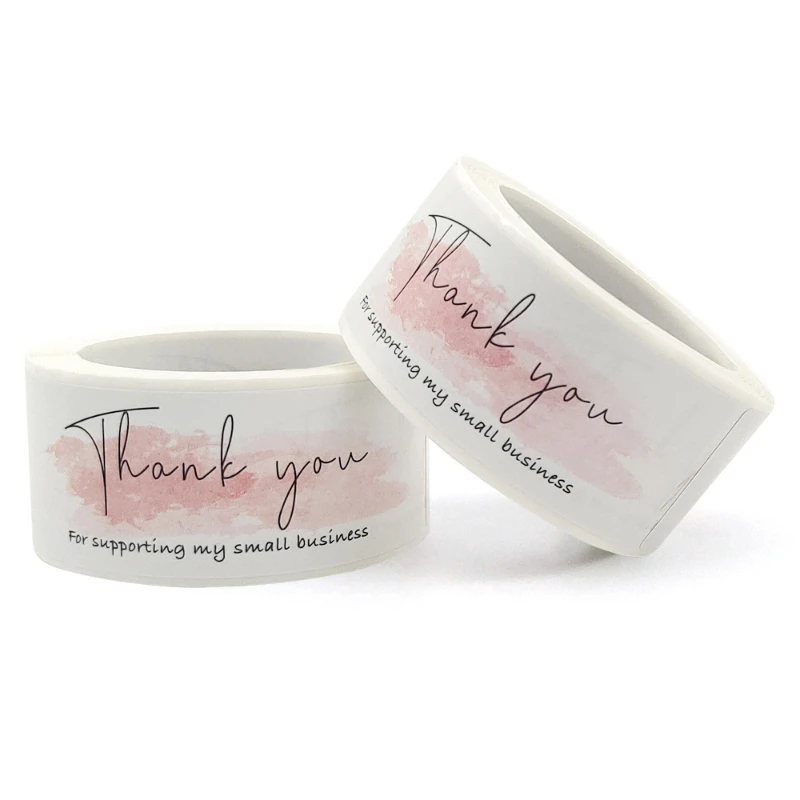 

120pcs/roll Rectangular Artistic Font Thank You for Supporting My Small Business Stickers Cake Decorating Gifts Bakery Sticker