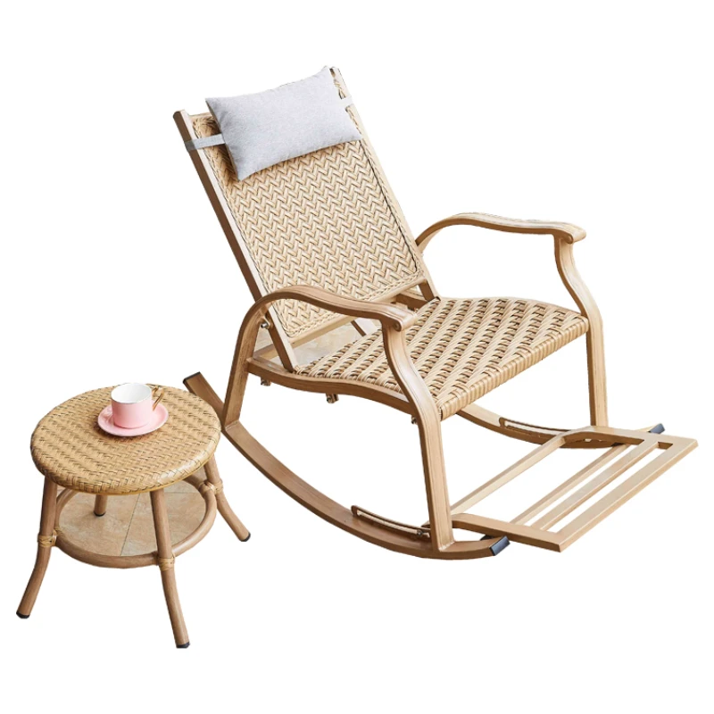

cheap price garden balcony plastic rattan furniture outdoor model B resting aluminum PE rattan rocking lazy chair