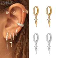 tiande silver color gold plated dangle earrings for women zircon cone piercing hoop drop earrings 2022 fashion jewelry wholesale