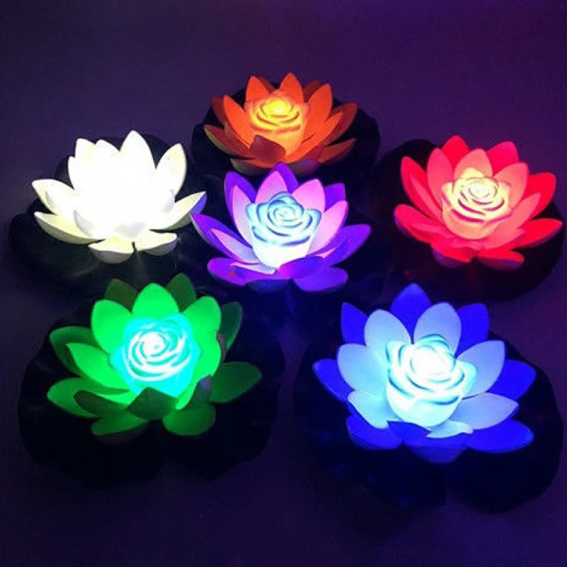 

Energy Saving Lamp Night Light LED 18/28cm Artifical Floating Lotus Waterproof Garden Pool Pond Fountain Decoration