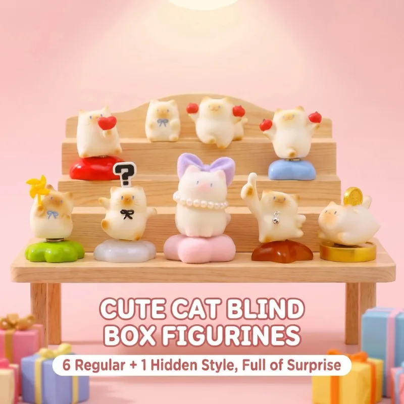 Фото Cats Pai Happy Spinning Bobble-Head Blind Box: Милая вращающаяся фигурка кота, настольный декор для улучшения настроения, снятия стресса и расслабления, подарок для оздоровления. №2