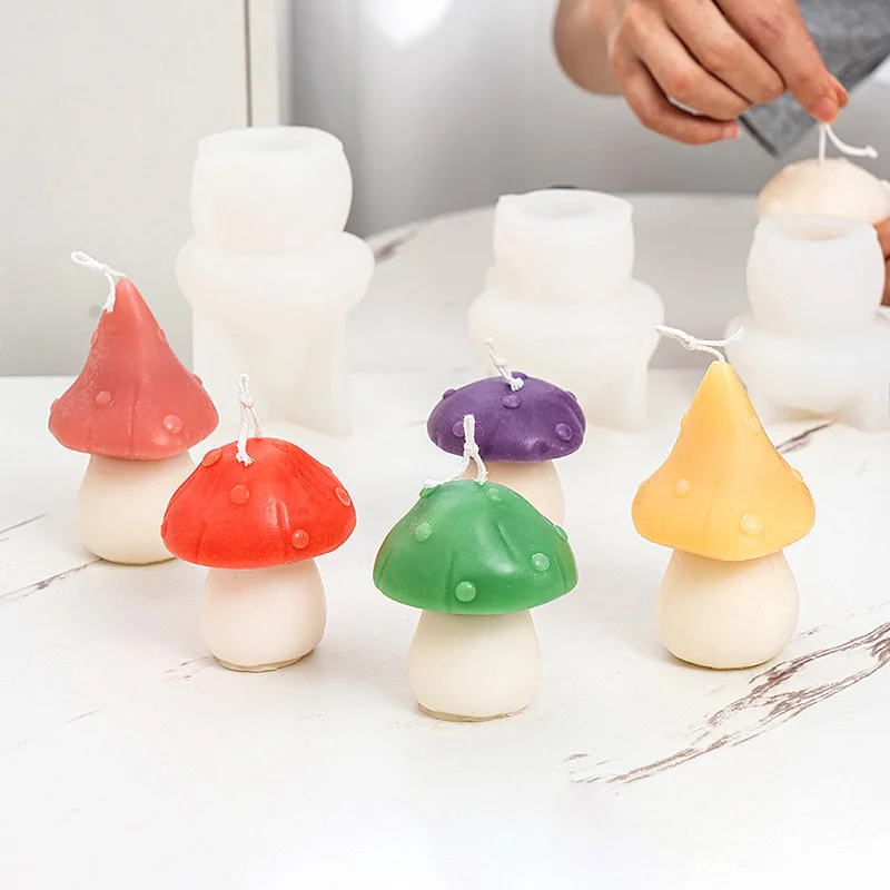 

Creative Mushroom Silicone Candle Mold Handmade 3D Christmas Scented Candle Making Supplies Ice Fondant Mould