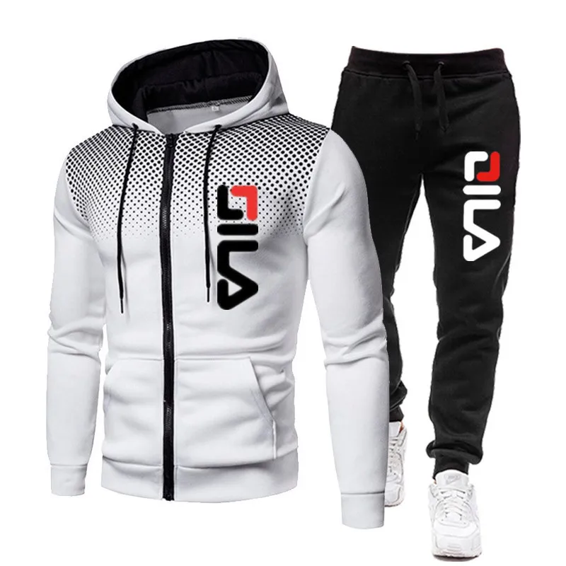 

Autumn Winter Tracksuits Men's Sportswear Warm Pants Luxury Fleece Set Male Outdoor Zippered Hoodie Casual Brand Jogging Suit