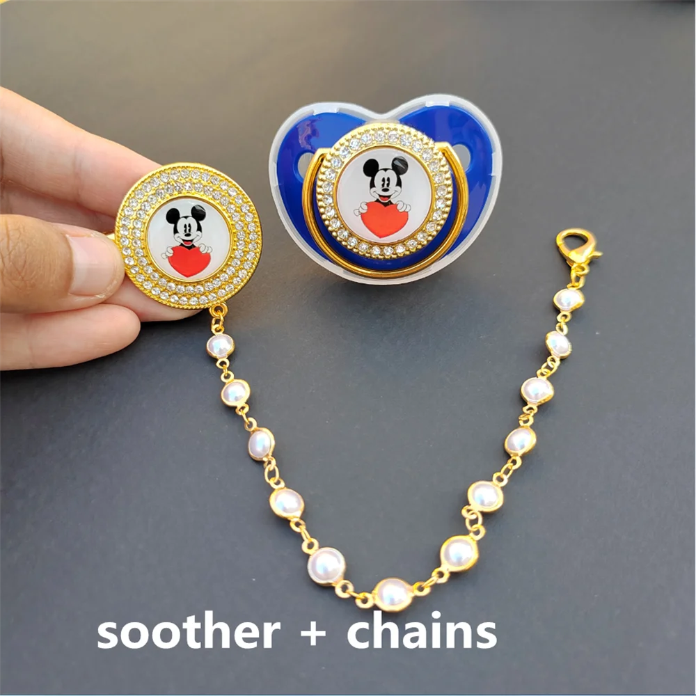 

Luxury Baby Feeding Items Dummy Soother with Chains Holder Bling Pacifier Food Grade Silicone Chupeteors Nifant Babi Shower Gift