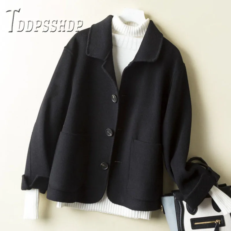 

2019 Korean Cheap Women Woolen Coat Short Style Frock Easy To Match Female Jacket