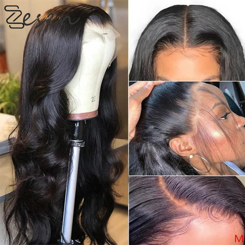 

Black Hair Wig Middle Part Silk Top Lace Front Wigs for Women Heat Resistant Synthetic Lace Wigs Deep Wave Wig High Temperature
