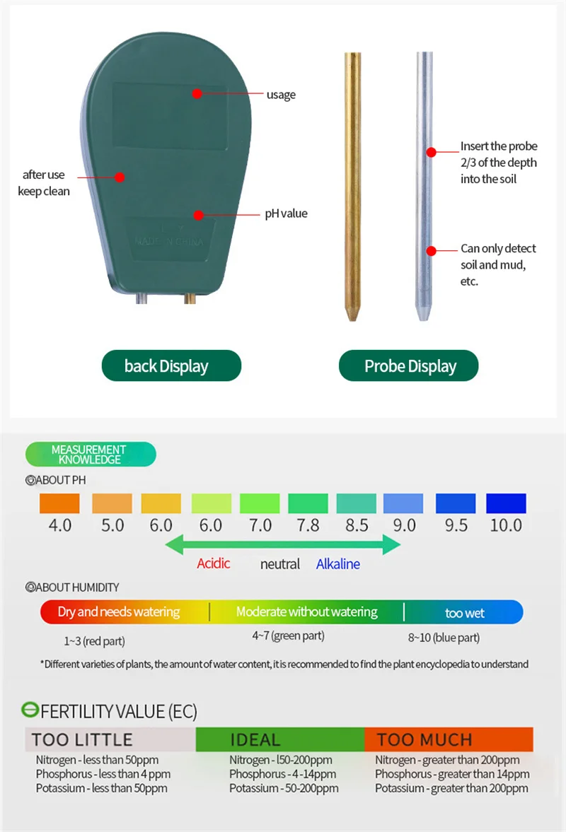 3 в 1 измеритель влажности почвы гигрометр солнечный свет датчик - купить по