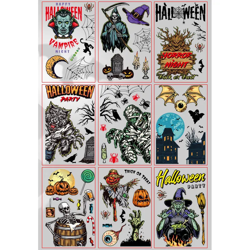Halloween Horror Zombie Skeleton Electrostatic Sticker Creative Living Room Window Glass Party Home Decoration Sticker