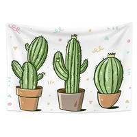 cute cartoon cactus potted pattern wall hanging bedroom tapestry background gossip tapestries hippie wall rugs art dorm decor