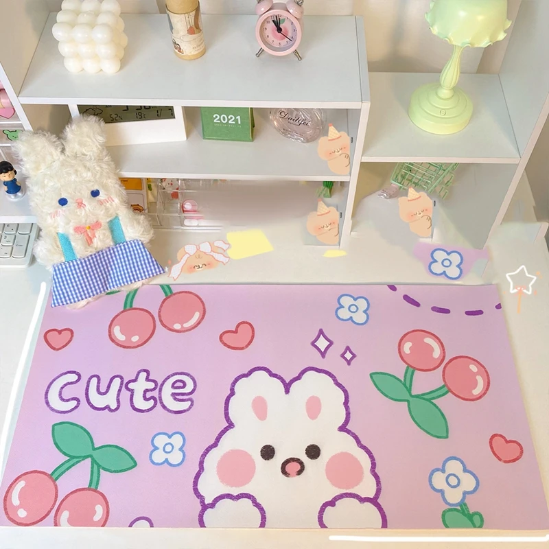 

Kawaii Cute Cartoon Rabbit Printed Desk Pads Table Mat Mouse Pad Computer Keyboard Pad Desktop Large Game Mat Student Stationery