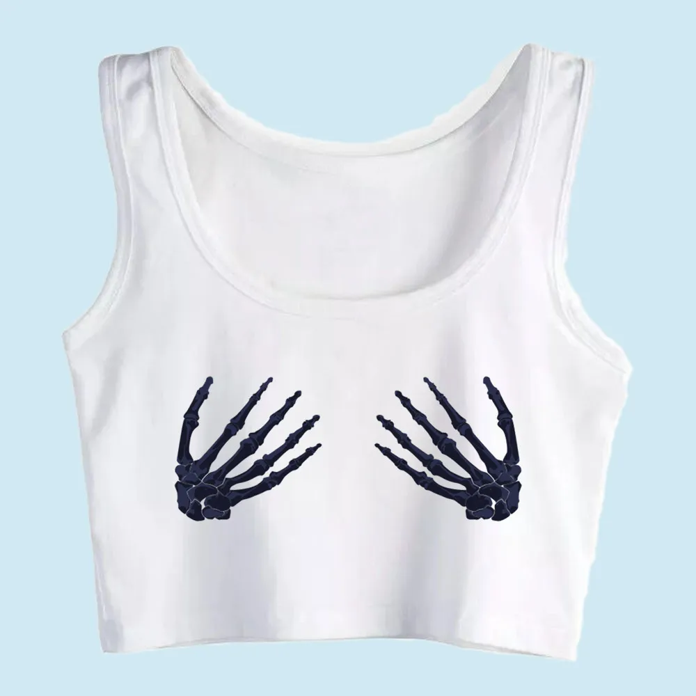 Фото Кроп-топ Boho Skeleton Hand Beha Zomer Harajuku Custom Y2k, женские топы, женские топы, модные летние майки для спортзала №2