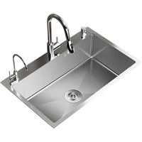 sus304 stainless steel kitchen sink silver counter sink embedded or under counter multi size single sink basin accessories