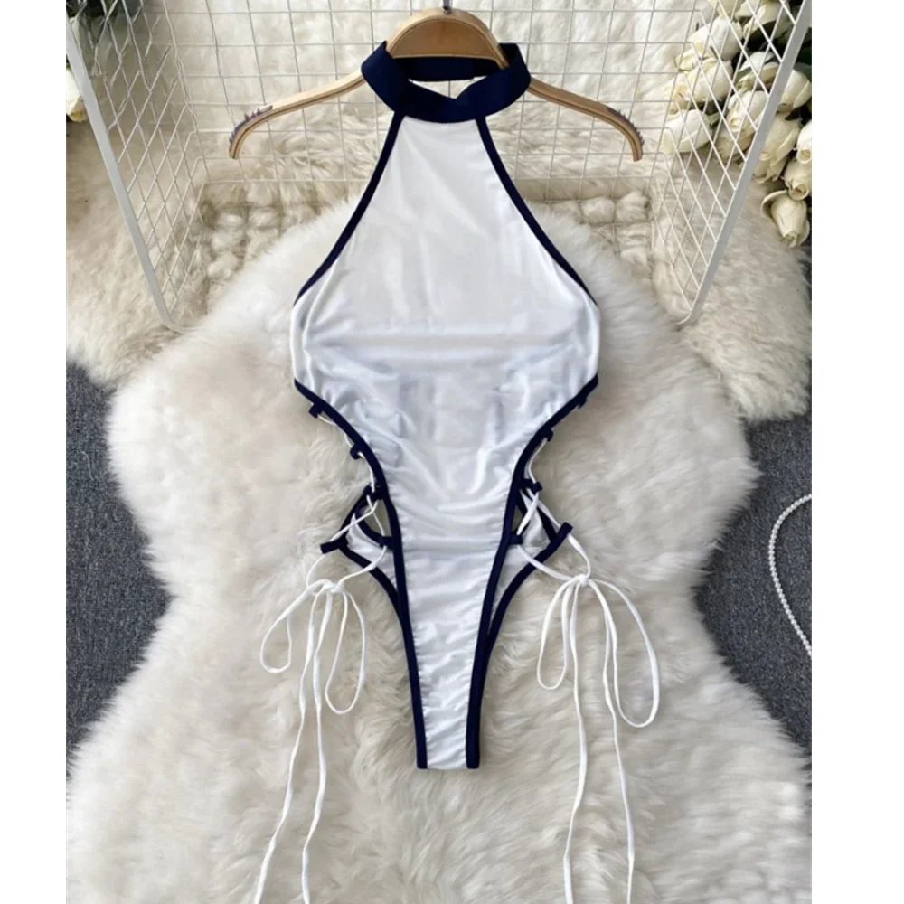 Женские Сексуальные Боди На Шнуровке С Шейным Ремешком Прозрачный Дизайн Модный