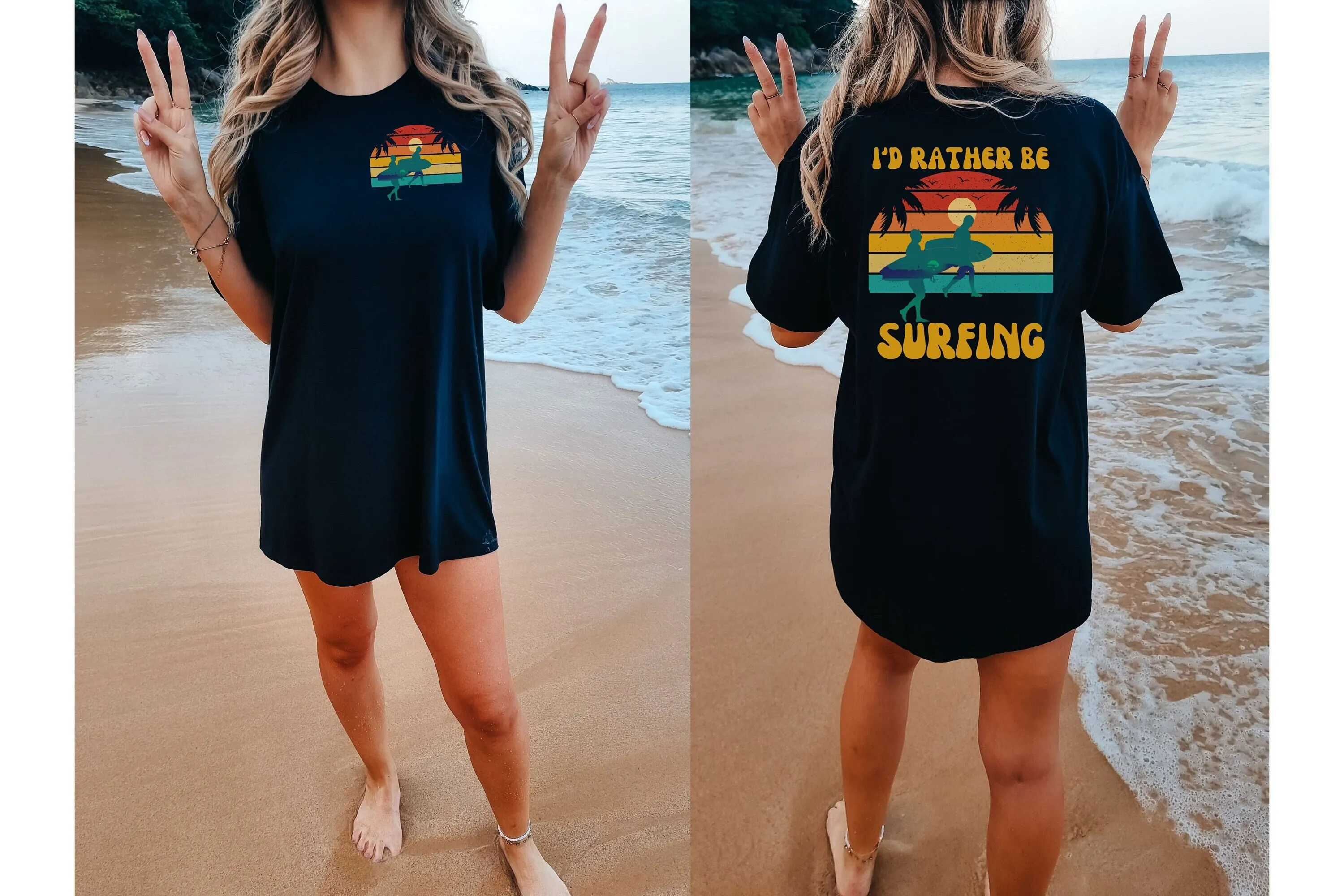 Ретро футболка для серфинга винтажная Surfer Sunset S австралийская потертая