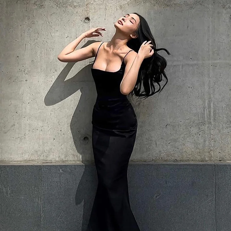 Skirt Sexy Backless Pleated Long Vestidos