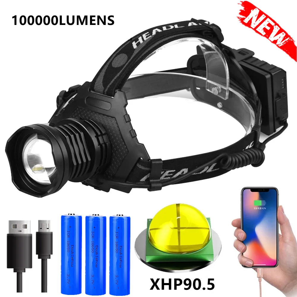 

Super Powerful Rechargeable Headlamp 18650 Xhp90 Led Headlight Usb Xhp70 Fishing Head Lamp Flashlight Zoom Led Head Torch Light