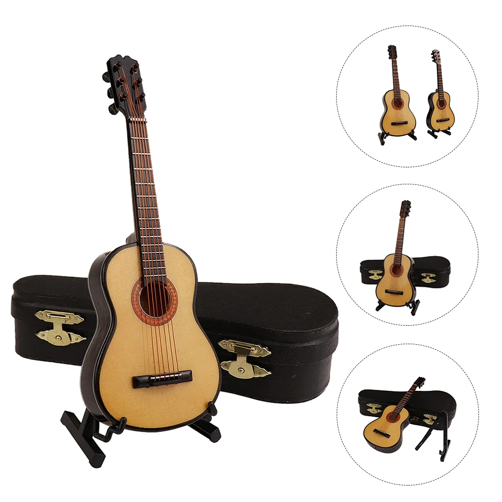 

1 Set Delicate Mini Instrument Model Mini Guitar Desktop Adornment Gift