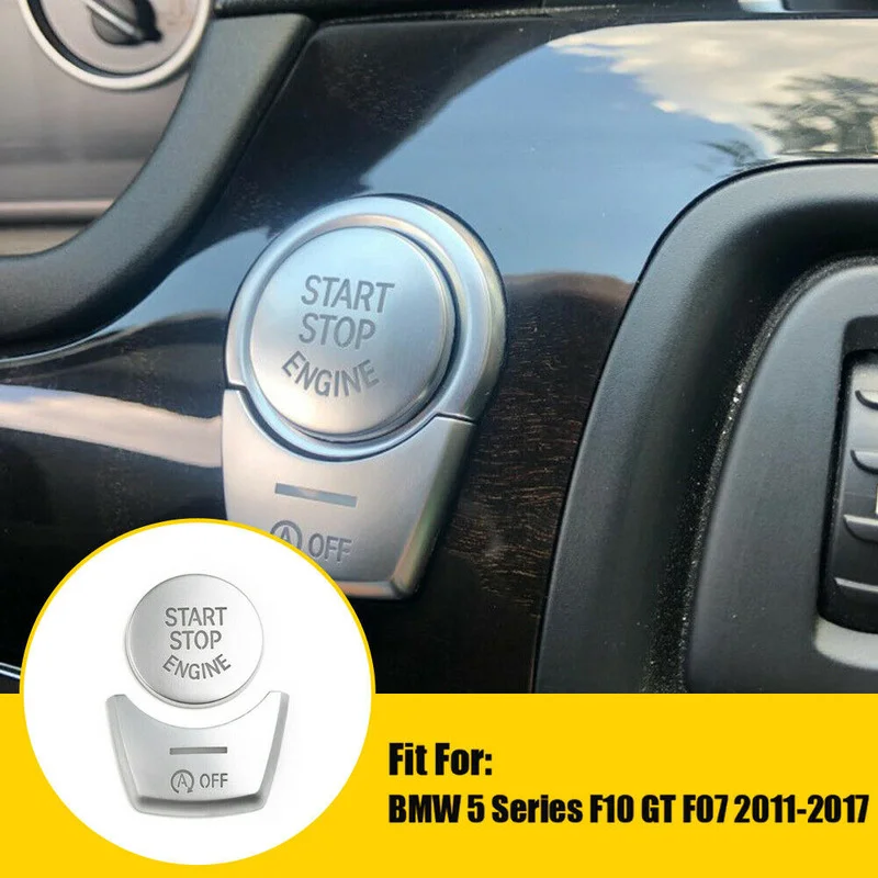 

For BMW 5 Series F10 GT F07 2011-17 Car Interior Engine Start Stop Push Button Covers Trim Stickers Silver Car Decor Accessories