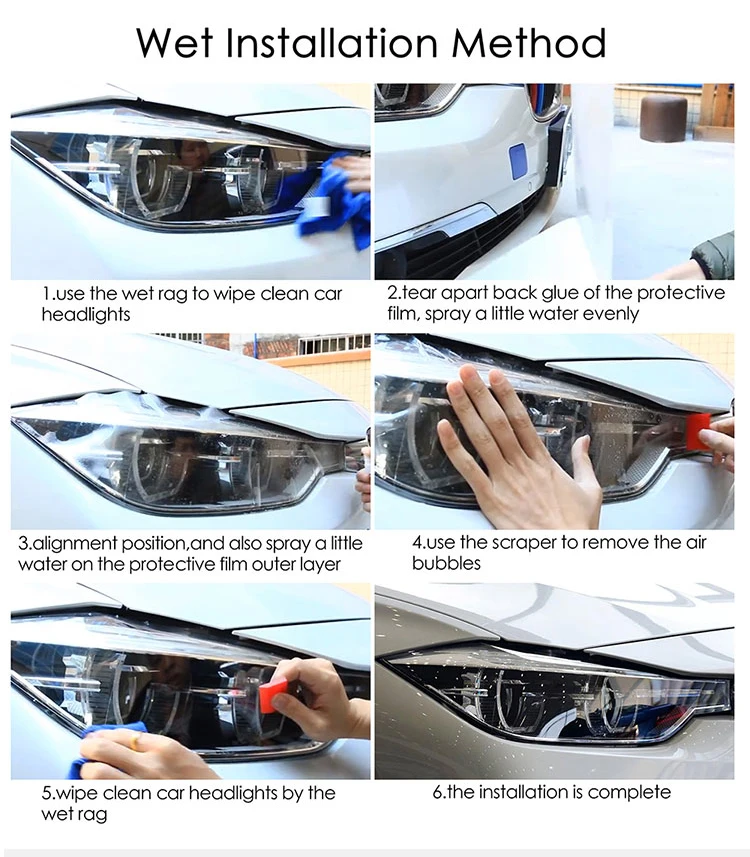 Фото Защитная пленка для фар Renault Megane 4 2017-наст. время, тонировочная, черная, дымчатая, прозрачная, из ТПУ, виниловая наклейка №5