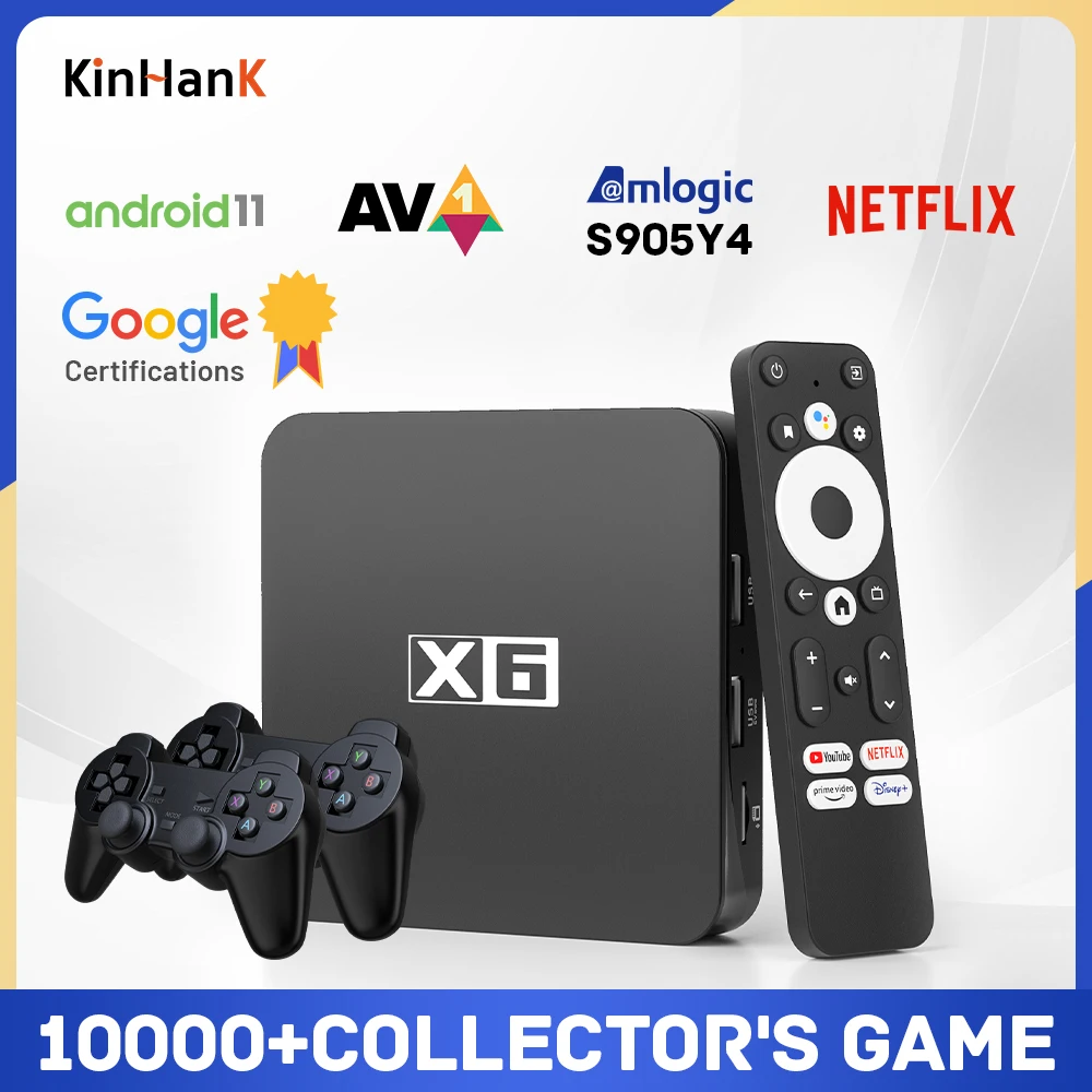 

Super Console x6 Google Certified Smart TV Box Retro Game Console with 10000+ Games for PSP/PS1/SNES/Support DCNETFLIX AV1 Dolby