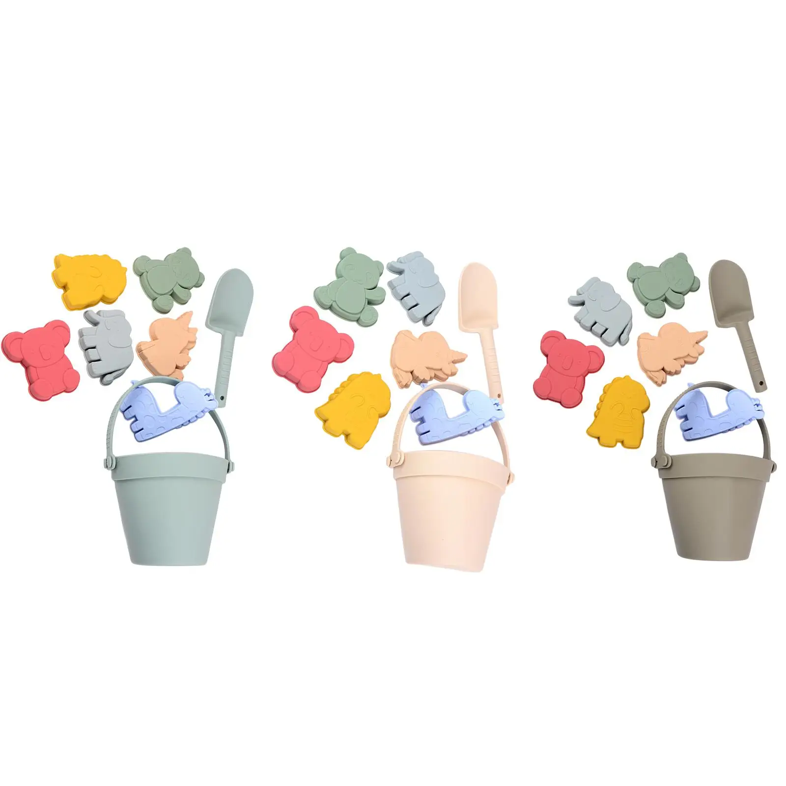 

8 Pieces Beach Bucket and Spade Set Kids Beach Sand Toys Set Sandbox Toys Silicone Sand Toys for Pools Outdoor Beaches Toddlers