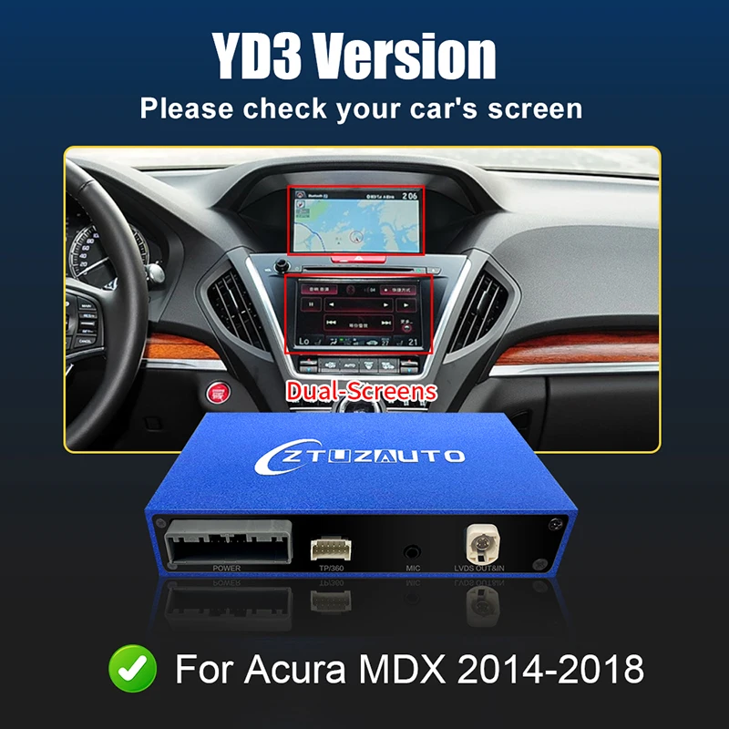 

Беспроводной модуль Carplay Android Auto для модели Acura MDX 2014-2018, двойной экран, радио, умные автомобильные системы, комплект аксессуаров