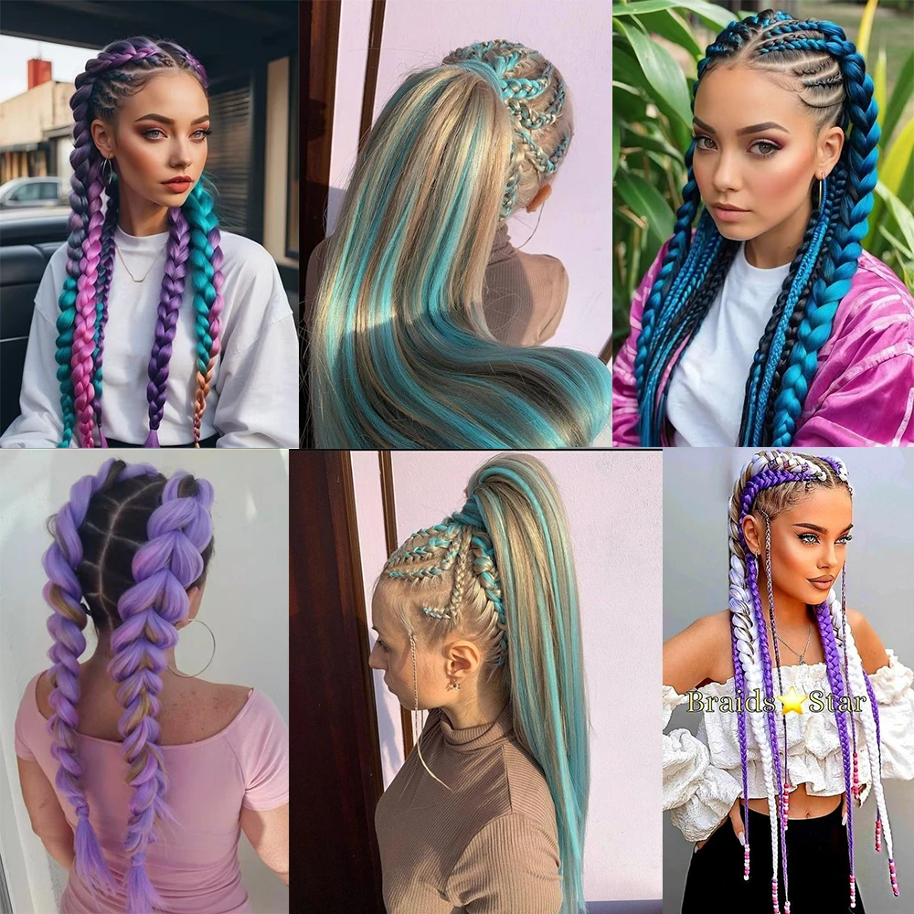 Фото Легко накручиваемые синтетические косы Easy Braids 26 дюймов, цветные, предварительно растянутые, для плетения, омбре, прямые, длинные волосы Yaki №2