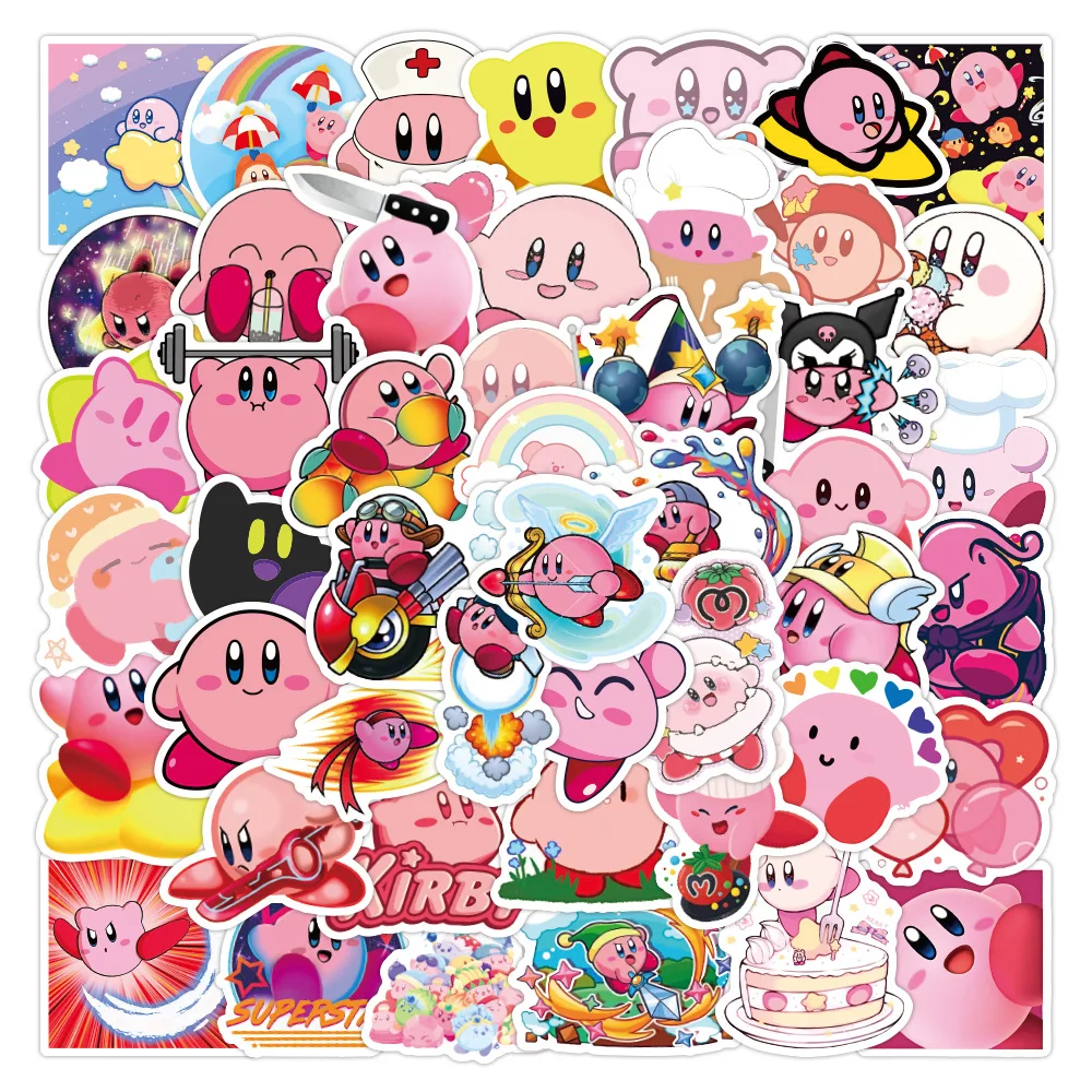 

50pcs New Star Kirby Anime Cartoon Graffiti Stickers Laptop Skateboard Luggage Helmet Scrapbook DIY Decor Kids Sticker Toys