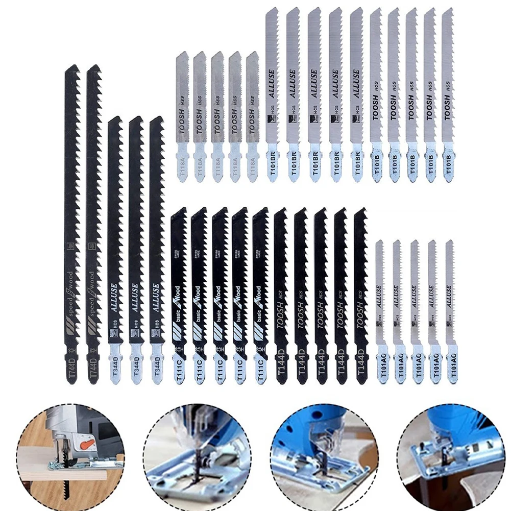 

35pcs Jigsaw Blades T-handle Stainless Steel Woodworking Saw Blade T144D T118A T111C T101BR T101B T101AO T744D T344D Wood Cutter