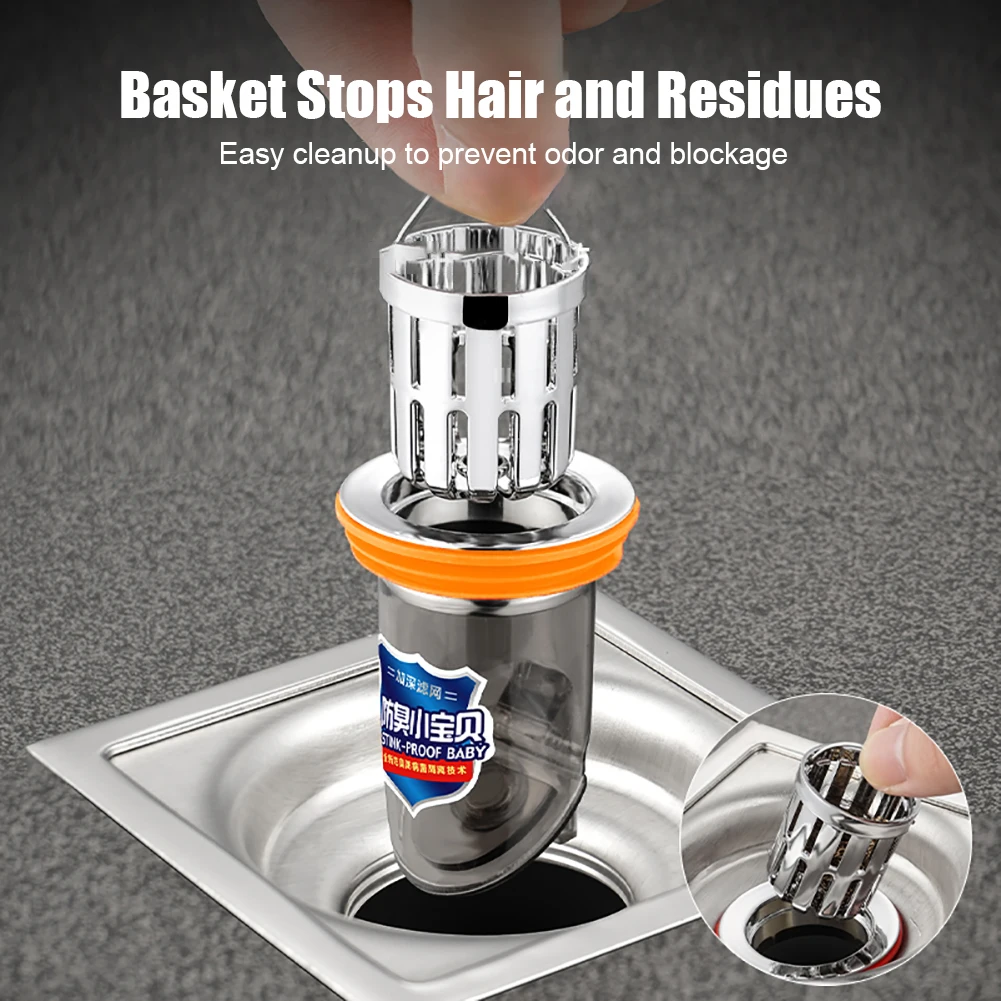 

Home Hardware Floor Drain Toilet Deodorant Anti-Odor No Smell Bathroom Toilet Sewer Shower Removable Hair Bathroom Fixture